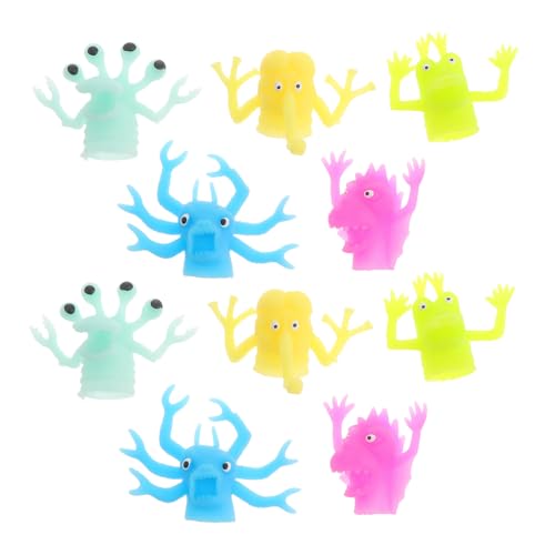 LABRIMP 10 Stück Teiliges Leuchtende Fingerpuppen Kreaturen aus TPR für Bunte für Rollenspiele Leichte Monsterfiguren für Interaktives Eltern Junge Mädchen Spiel von LABRIMP