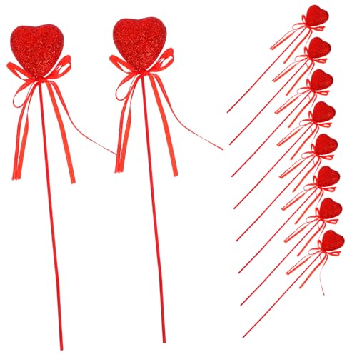 LABRIMP Herzförmige Blumenstäbchen 10 Stück Glitzernde Schaumstoff-herzstäbchen Für Hochzeit Geburtstag Party Heimdekoration Valentinstags-accessoire von LABRIMP