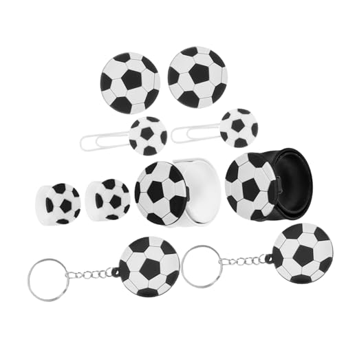 LABRIMP 10Stücke Teiliges Fußball Party für Schlüsselanhänger Ringe Lesezeichen Anstecknadel und Schlagarmband Mitgebsel für Fußball Geburtstagsfeiern und Motto Partys von LABRIMP