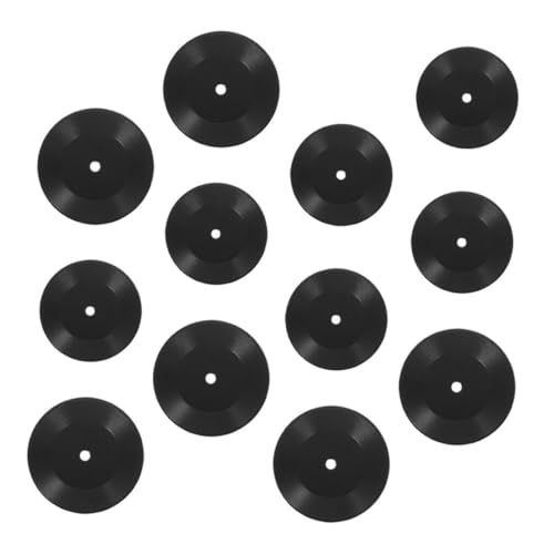 LABRIMP 12 Stück Teiliges Miniatur Schallplatten Realistische Vinyl Plattenmodelle Schwarze Puppenhaus Dekoration Vielseitig für Mini Szenen Gemütliche Atmosphäre von LABRIMP
