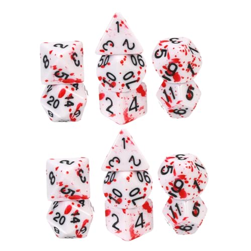 LABRIMP 14 Stück Teiliges Halloween Würfel Acryl Blutbespritzte Polyedrische Würfel Party Zubehör Tragbare Tischwürfel für Rollenspiel Familien und Outdoor Spiele von LABRIMP