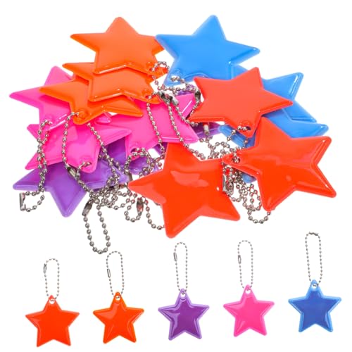 LABRIMP 15 Stk. Teiliges PVC Reflektor Sternanhänger Leichte Reflektierende Schlüsselanhänger für Rucksäcke Vielseitig Einsetzbar Strapazierfähig und Sichtbar bei Nacht mit Praktischem von LABRIMP