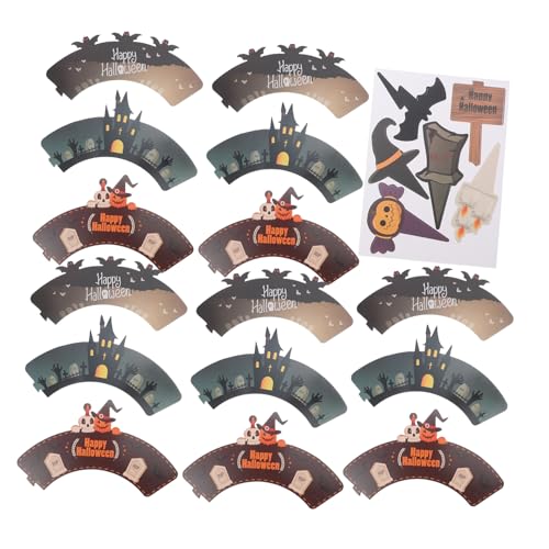 LABRIMP 2 Sätze Halloween Cupcake Muffin Liners mit Topper Picks Teilig Kürbis Schädel Muster Langlebige Party Deko für Halloween Partybedarf und Kuchenverzierung von LABRIMP
