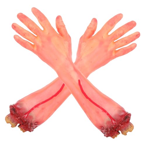 LABRIMP 2 Stck. Gruselige Halloween Deko Realistische Abgetrennte Hände Gebrochene Arme Fake Severed Hands Prop für Spukhaus Cosplay Party von LABRIMP
