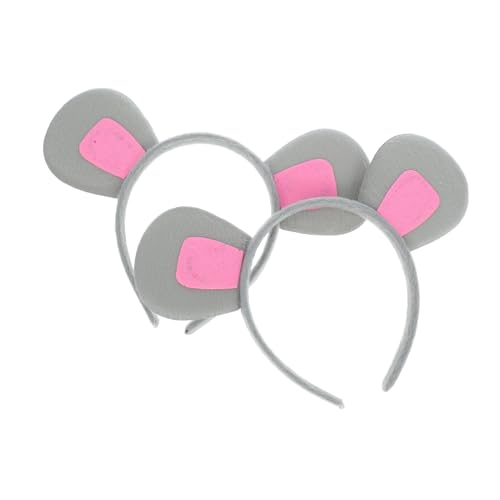 LABRIMP 2 Stück Graue Mausohren für Gesichtspflege Tierohren Haarband für Halloween Cosplay und Themenveranstaltungen von LABRIMP