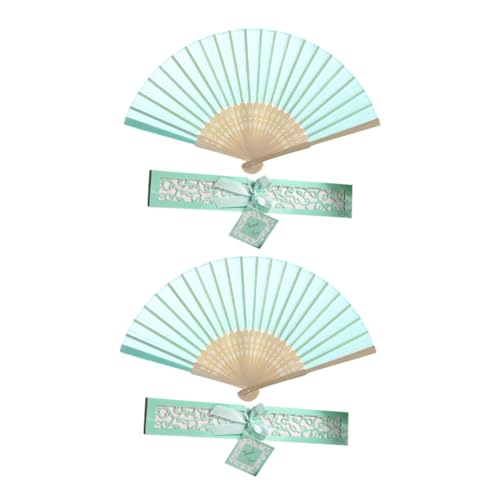 LABRIMP 2 Stück Klassische Faltbare Handfächer mit Grünem Chinesischer Stil Zarte Dekoration für Frauen Geschenkbox für Hochzeit Party Tanz und Cosplay von LABRIMP