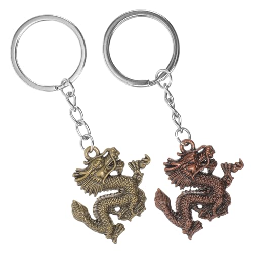 LABRIMP 2 Stück Metall Drache Schlüsselanhänger Vintage Schlüsselring für Autoschlüssel Rucksack Chinesische Deko Anhänger Glücksbringer für Freunde und Familie von LABRIMP