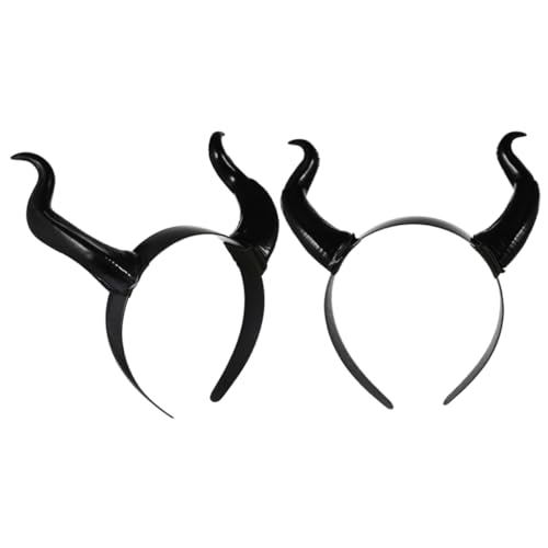 LABRIMP 2 Stück Ox Horn Stirnband Halloween Kopfschmuck Kunststoff Horn Haarreif Universalgröße für Kostüm Party Karneval Cosplay Zubehör von LABRIMP