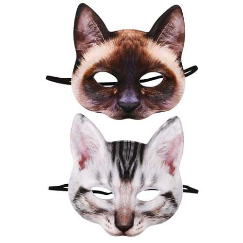 LABRIMP 2 Stück Teiliges Katzenmasken Cosplay Maske mit Realistischem Katzenkopf-design Atmungsaktive Augenöffnungen Weiches Material für Kostümfest und Kostümparty LABRIMP 2 Stück Teiliges Katzenmasken Cosplay Maske mit Realistischem Katzenkopf-design Atmungsaktive Augenöffnungen Weiches Material für Kostümfest und Kostümparty von LABRIMP