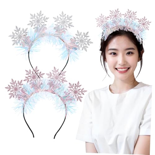 LABRIMP 2 Weihnachts Haarreif Schneeflocken Design Glitzerndes Stirnband aus Filz für Erwachsene Komfortabel Robust Festlicher Haarschmuck für Weihnachten Party und Feiertage von LABRIMP