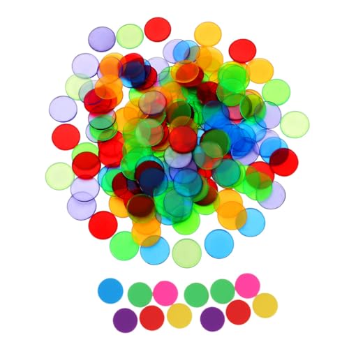 LABRIMP 200 Stück Kunststoff Chips Transparente und Einfarbige Bingo spielmarken Glatte Kanten Vielseitig für Poker Belohnung und Mathematikunterricht Sicher und Farblich Gemischt von LABRIMP