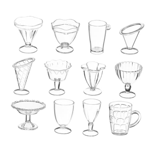 LABRIMP 24 Stück Teiliges Miniatur Eisbecher Stabile Mini Puppenhaus Tassen Vielseitige Dekoration für DIY Miniaturszenen Geeignet für Eltern Junge Mädchen Spiel und Kreative Bastelideen von LABRIMP