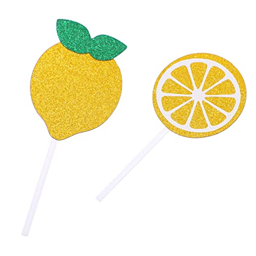 LABRIMP 24 Stück Zitronen Cupcake Topper Dekoration für Geburtstagsfeiern Limonadenstand Obst Einfach Einzusetzen für Jede Zitronen Themenparty von LABRIMP