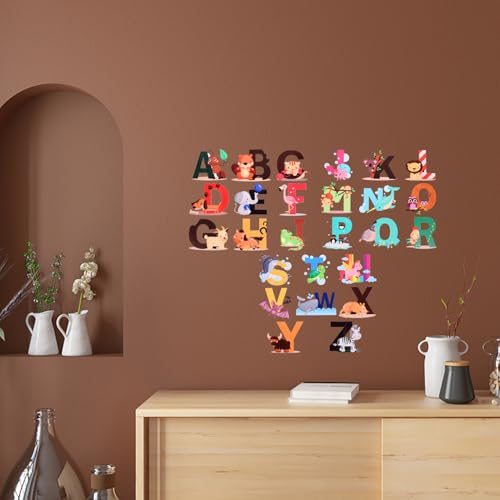LABRIMP 26 Stück Bunte Eva Buchstaben Aufkleber Nicht Magnetische Englisch Alphabet Sticker für Kinderzimmer Lernspielzeug Farberkennung und Sprachentwicklung von LABRIMP