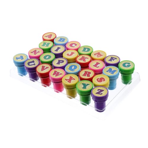 LABRIMP 26 Stück Teiliges Stempelset Selbstfärbende Stempel Runde Umweltfreundliche Kunststoffstempel für Basteln Scrapbooking Grußkarten Dekoration Zufällige Farbe Zufällige Farbe von LABRIMP
