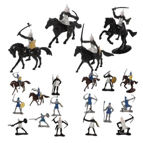 LABRIMP 28 Stück Miniaturisierte Soldatenfiguren Set Teiliges Sandtisch Modell mit Detailgetreuen Ritter und Pferdemodellen für Realistische Miniaturszenen Sicher für Erwachsene von LABRIMP
