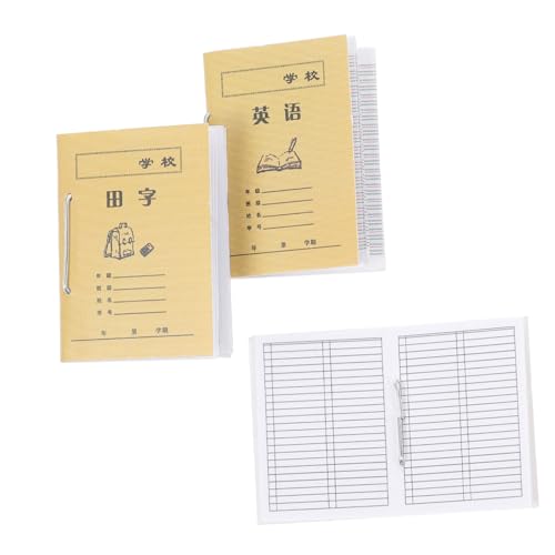 LABRIMP 3 Stück Miniatur Puppenhaus Übungshefte Set Leichte Dekorative Lernbücher DIY Foto Requisiten für Kinderzimmer Schulklassen Szenerie Pädagogische Bastelaccessoires von LABRIMP