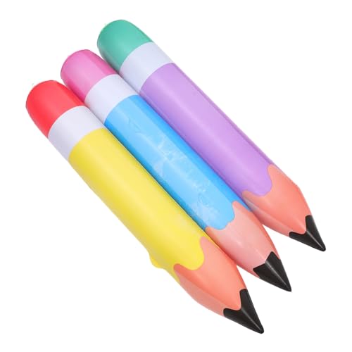 LABRIMP 3 Stück Teiliges Aufblasbares Riesenbleistift Bunte Jumbo Bleistifte aus PVC Party und Klassenzimmerdekoration Lebendige Fotorequisite für Kindergeburtstag und Schulanfang von LABRIMP