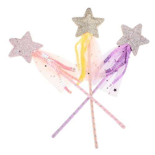 LABRIMP 3 Stück Teiliges Zauberstab mit Sternenquaste Glitzernd Leicht Farblich Gold Zauberhafte Fairy Wand für Halloween Geburtstagsfeier Party Fantasievolles von LABRIMP