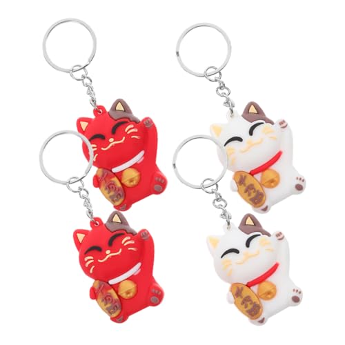 LABRIMP 4 Stück Maneki Neko Schlüsselanhänger Weicher Glückskatze Anhänger Japanischer Stil Niedlicher Taschen und Rucksackanhänger Weiße und Rote Farben Tragbares Bag Pendant LABRIMP 4 Stück Maneki Neko Schlüsselanhänger Weicher Glückskatze Anhänger Japanischer Stil Niedlicher Taschen und Rucksackanhänger Weiße und Rote Farben Tragbares Bag Pendant von LABRIMP