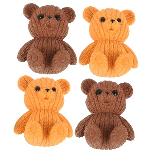 LABRIMP 4 Stück Mini Bär Schlüsselanhänger aus PVC Kreative Mikro Landschaftsdeko Niedliche Bären Figuren in Orange und Braun Vielseitig für Puppenhaus und von LABRIMP