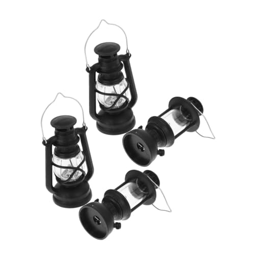 LABRIMP 4 Stück Miniatur Kerosinlampen Retro Stil mit Realistischem Licht für Puppenhäuser und Miniaturlandschaften Vintage Öl Laternen Dekoration für DIY Festliche Szene und Sammler von LABRIMP