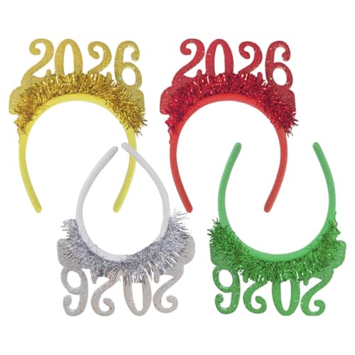 LABRIMP 4 Stück Neujahr Haarreif Teiliges Buntes Stirnband mit Glitzer für Festliche Anlässe und Partys Bequeme und Anpassbare Haarschmuck Accessoires für Neujahrsfeierlichkeiten LABRIMP 4 Stück Neujahr Haarreif Teiliges Buntes Stirnband mit Glitzer für Festliche Anlässe und Partys Bequeme und Anpassbare Haarschmuck Accessoires für Neujahrsfeierlichkeiten von LABRIMP