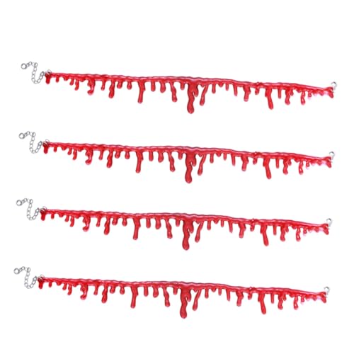 LABRIMP 4 Stück Teiliges Gothic Halloween Halskette Rot Handmade Blutige Makeup Choker für Party Theater Kostüm Schmuck LABRIMP 4 Stück Teiliges Gothic Halloween Halskette Rot Handmade Blutige Makeup Choker für Party Theater Kostüm Schmuck von LABRIMP