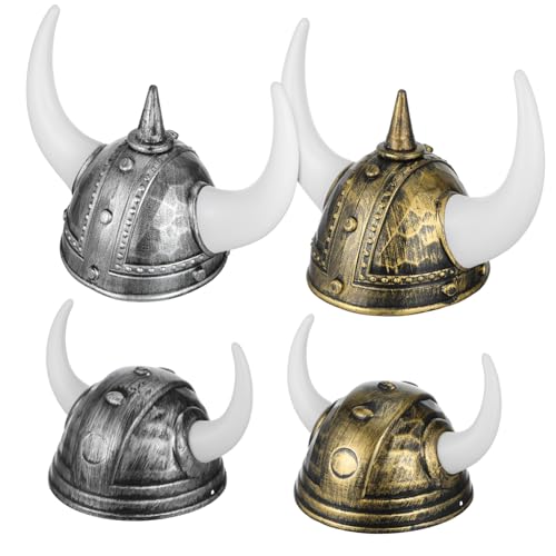 LABRIMP 4 Stück Wikingerhelm mit Hörnern Wiederverwendbarer Partyhut für Halloween Neujahr Rollenspiel und Thematische Festlichkeiten Detailreich Handgefertigt Vielseitig Einsetzbar für von LABRIMP