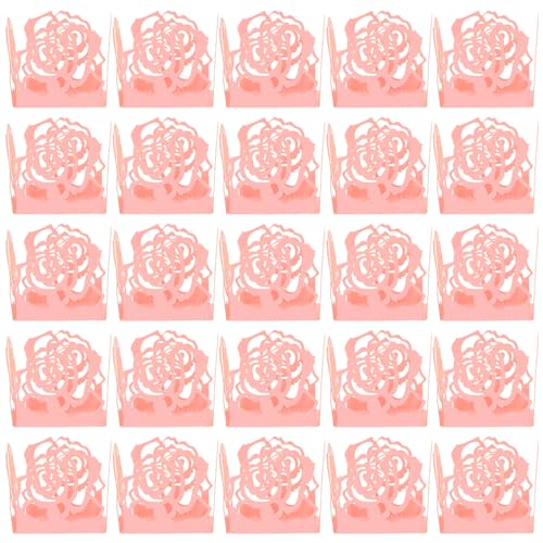 LABRIMP 50 Stück Dekorative Schokoladentrays Rosa Hochzeit Verpackungspapier für Süßigkeiten Desserts Pralinen und Bonbons mit Filigranem Blumendesign von LABRIMP