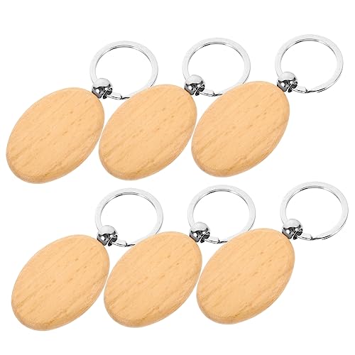 LABRIMP 6 Stück Blanko Holz Schlüsselanhänger aus Buchenholz zum Bemalen Gravieren und Basteln DIY Anhänger für Schlüssel Taschen und Geschenke Naturbelassen Personalisierbar Vielseitig von LABRIMP