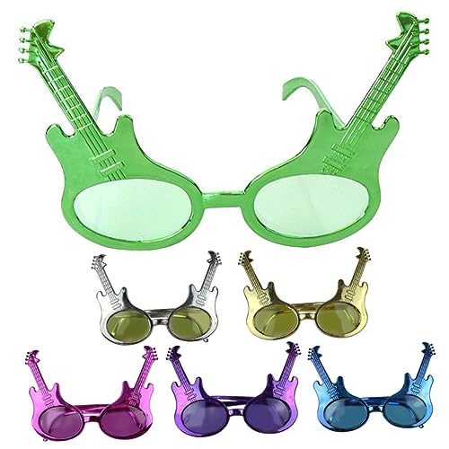 LABRIMP 6 Stück Partybrillen mit Gitarren Design Lustige und Praktische Eyewear für Unvergessliche Feiern Farbe Zufällig Party Dekorationen Zufällige Farbe von LABRIMP