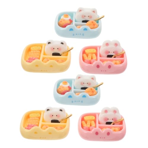 LABRIMP 6 Stück Teiliges Miniatur Dollhouse Miniatur Lunchboxen aus Resin Süße Mini Snack Deko Detailreiche Simulation für Puppenhaus Szenerien Vielseitige Mini Food Accessoires von LABRIMP