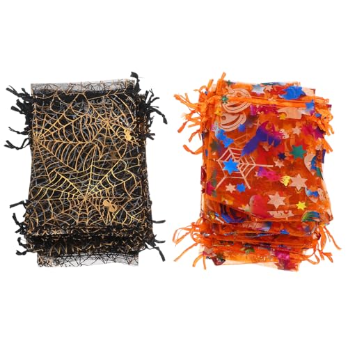LABRIMP 60 Stück Teiliges Halloween Geschenkbeutel Organza Candy Pouches mit Kürbis und Spinnendesign Transparente Mesh Taschen mit Kordelzug für Süßigkeiten Snacks und Partygeschenke LABRIMP 60 Stück Teiliges Halloween Geschenkbeutel Organza Candy Pouches mit Kürbis und Spinnendesign Transparente Mesh Taschen mit Kordelzug für Süßigkeiten Snacks und Partygeschenke von LABRIMP
