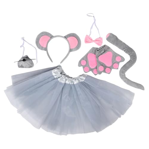 LABRIMP 7 Stück Teiliges Mauskostüm mit Weichem Tüllrock Mausohren Haarreif Schleife Handschuhen und Nase Atmungsaktives Tierkostüm für Halloween Geburtstage Schulveranstaltungen und LABRIMP 7 Stück Teiliges Mauskostüm mit Weichem Tüllrock Mausohren Haarreif Schleife Handschuhen und Nase Atmungsaktives Tierkostüm für Halloween Geburtstage Schulveranstaltungen und von LABRIMP