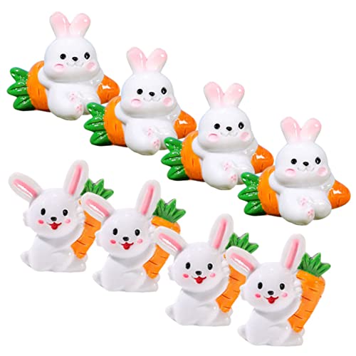 LABRIMP 8 Stück Teiliges Miniatur Hasen aus Resin Niedliche Weiße Kaninchen Figuren für Micro Landschaft Garten und Autodekoration Fein Verarbeitet als Bonsai und Osterdeko von LABRIMP