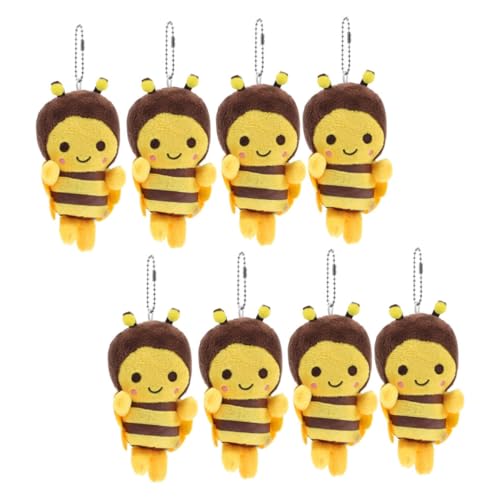 LABRIMP 8 Stück Teiliges Plüsch Bienen Schlüsselanhänger Weiches Kuscheltier Anhänger für Taschen Handys Schlüssel Attraktive Bienenform Niedliches Accessoire Party Dekoration von LABRIMP