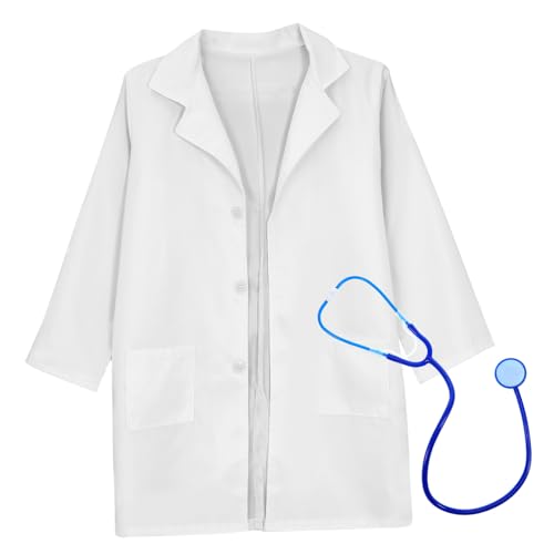 LABRIMP Arztkostüm Weißer Arztkittel mit funktionalem Diagnostikgerät Baumwollmantel Große Taschen Strapazierfähiger Laborkittel für Rollenspiele Karneval Fasching und Cosplay LABRIMP Arztkostüm Weißer Arztkittel mit funktionalem Diagnostikgerät Baumwollmantel Große Taschen Strapazierfähiger Laborkittel für Rollenspiele Karneval Fasching und Cosplay von LABRIMP