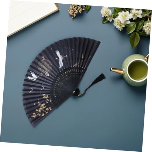LABRIMP Chinesischer Vintage Handfächer Eleganter Stofffächer mit Traditionellem Muster für Bühne Tanz Dekoration und Geschenk von LABRIMP