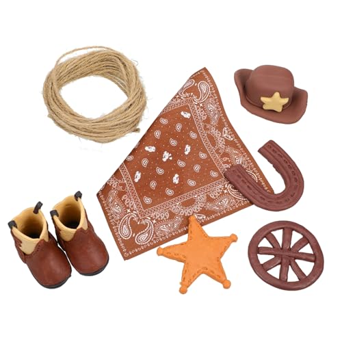 LABRIMP Cowboy Cake Toppers aus Leichtem Kunststoff in Hellbraun Western Party Deko für Geburtstag Babyparty Cowgirl Hut und Stiefel Tortendekoration Sichere Kuchen Deko für Western Themen von LABRIMP