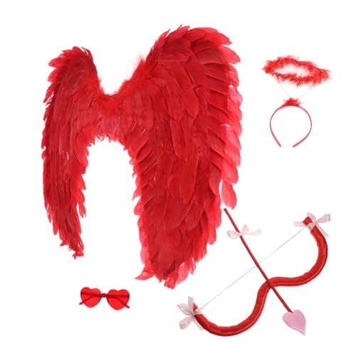 LABRIMP Cupid Kostüm Set Teilig Herzförmiger Bogen Sonnenbrille Engelsflügel Rot Leicht Komfortabel Für Halloween Valentinstag Karneval Party Cosplay LABRIMP Cupid Kostüm Set Teilig Herzförmiger Bogen Sonnenbrille Engelsflügel Rot Leicht Komfortabel Für Halloween Valentinstag Karneval Party Cosplay von LABRIMP