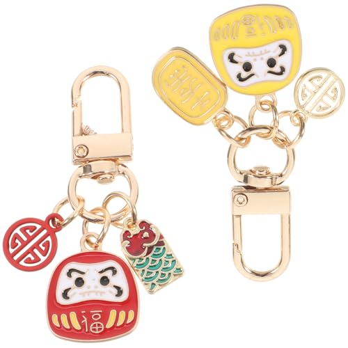 LABRIMP Daruma Schlüsselanhänger Niedliche Japanische Glückspuppen für Taschen und Rucksäcke Teiliges Rot und Gelb für Mädchen und Frauen Multifunktionale Anhänger für Glück und LABRIMP Daruma Schlüsselanhänger Niedliche Japanische Glückspuppen für Taschen und Rucksäcke Teiliges Rot und Gelb für Mädchen und Frauen Multifunktionale Anhänger für Glück und von LABRIMP