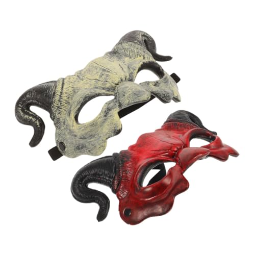 LABRIMP Devil Demon Maske Halbgesichtsmaske mit Hörnern Leichte Halloween Maske für Party Cosplay Komfortabel und Langlebig Vielseitiges Teufelskopf-halloween-zubehör von LABRIMP