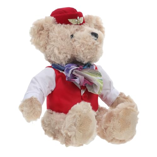 LABRIMP Entzückende Pilotenbär-plüschpuppe, Kleine Piloten-bärenpuppe, Ausgestopfte Plüschbärenpuppe, Dekoration, Pilotenuniform, Niedliche Pilotenbärenpuppe von LABRIMP