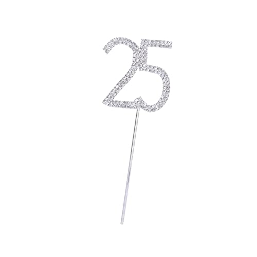 LABRIMP Silberhochzeit Tortenaufsätze Cake Topper Zum 25 Jahrestag Hochzeitstortenaufsätze Mit Strass Tortenaufsätze Zum Jubiläum von LABRIMP
