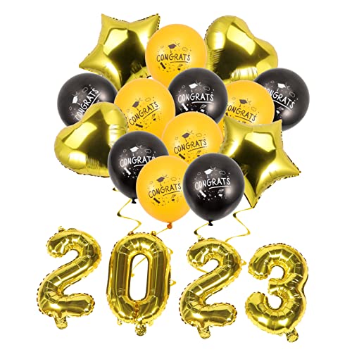 LABRIMP Graduationsballons mit Schwarzen und Goldenen Folienballons Stern und Herzformen Dekorative Abschlussfeier Deko für Klassenzimmer Innen und Außenbereich Vielseitige Partydekoration LABRIMP Graduationsballons mit Schwarzen und Goldenen Folienballons Stern und Herzformen Dekorative Abschlussfeier Deko für Klassenzimmer Innen und Außenbereich Vielseitige Partydekoration von LABRIMP