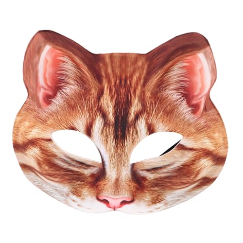 LABRIMP Halloween Katzenmaske Halbgesichts Maske Leicht Bequem Verstellbar Wiederverwendbar Für Kostüm Party Cosplay Tier von LABRIMP