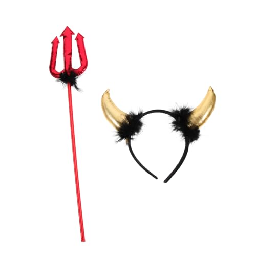 LABRIMP Halloween Teufelshörner Haarreif Kostüm Haarband mit Goldfarbenen Hörnern Devil Cosplay Zubehör für Party Karneval Fasching und Halloween Kostüm von LABRIMP