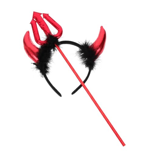 LABRIMP Horn Halloween Stirnband Teufelskostüm Haare Und Teufelsohren Halloween Stirnband Teufelshörner Teufelshorn Teufelszubehör Kostüme Für Erwachsene von LABRIMP