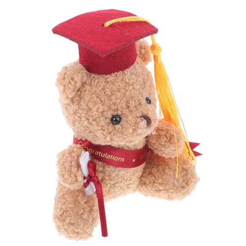 LABRIMP Mini Abschluss Bär mit Doktorhut Plüsch für Graduation Dekoration für Absolventen und Abschlussfeiern Weinrot von LABRIMP
